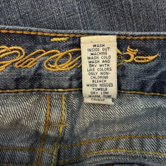 Old Navy Womens 6 Y2K Bootcut Jeans Blue Distressed Denim Painted Pocket - Picture 10 of 11